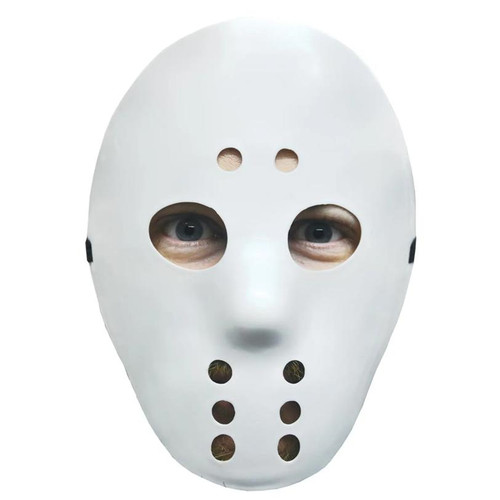 White plastic hockey mask - white,